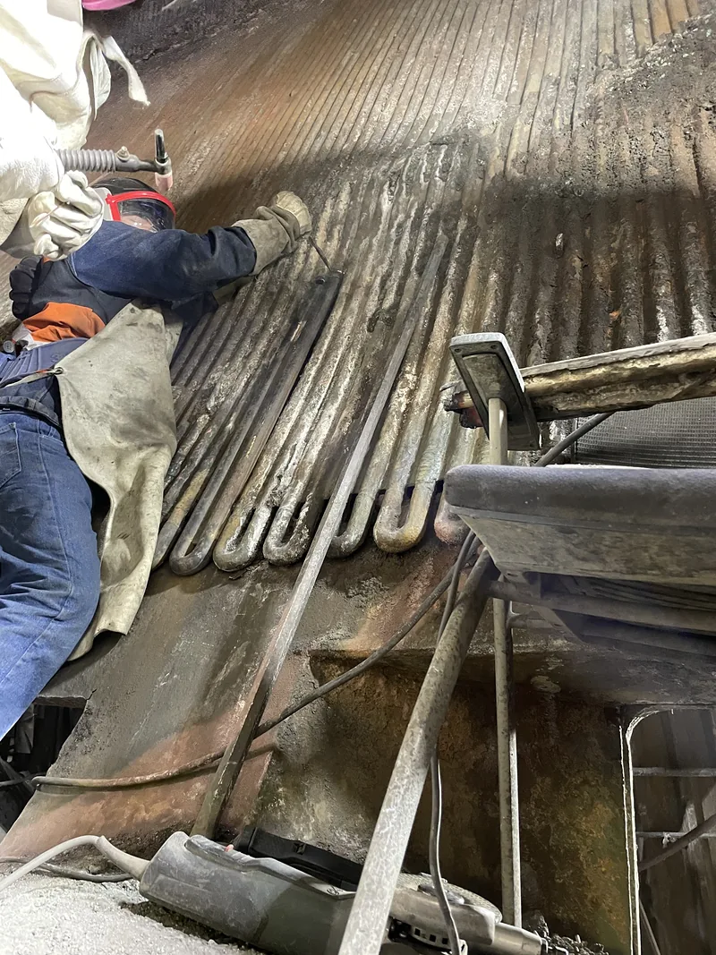 Detalle de la soldadura en los tubos