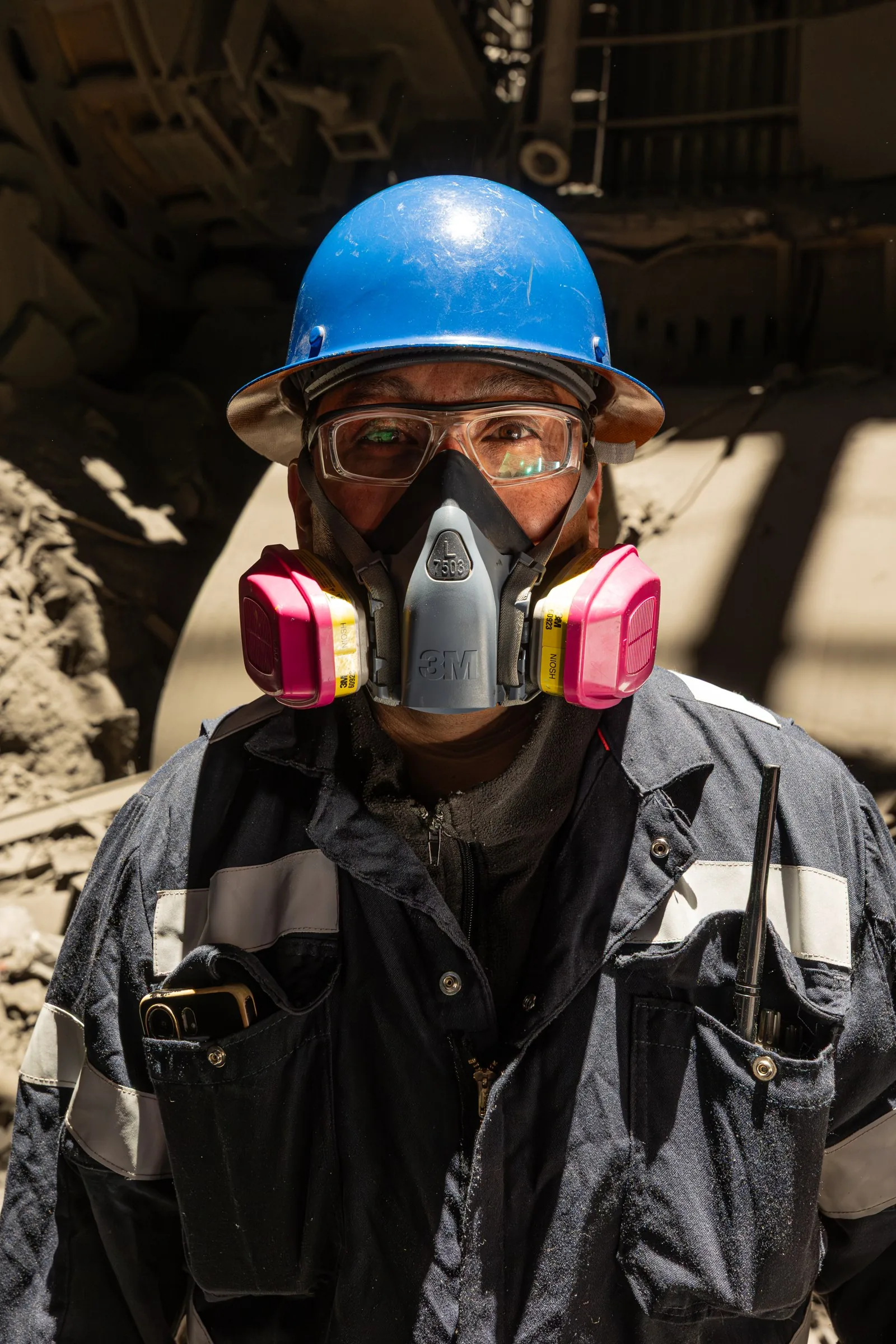 Retrato con máscara de protección respiratoria