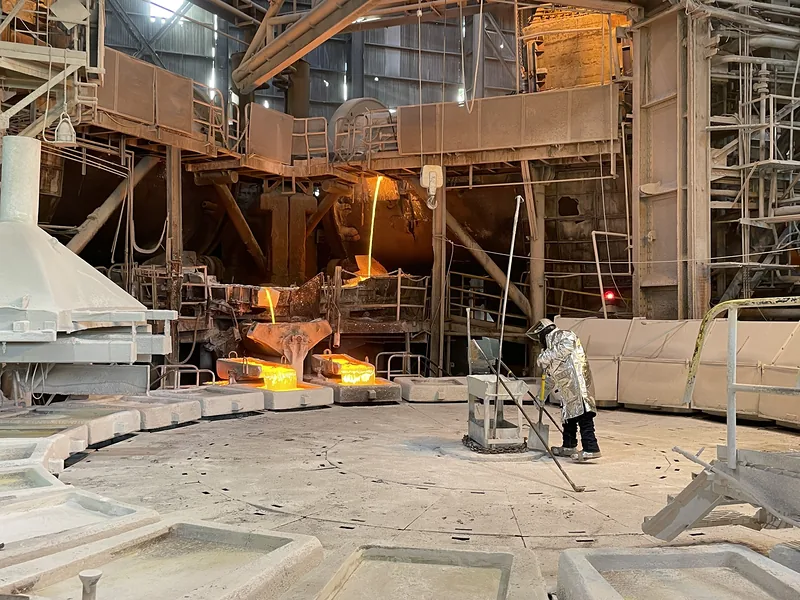 Fundición Chuquicamata · Operación de la rueda de moldeo
